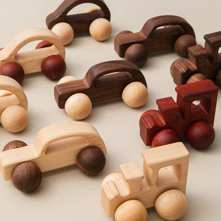 Wood Car Blocks Cartoon Van Educational Montessori Toys