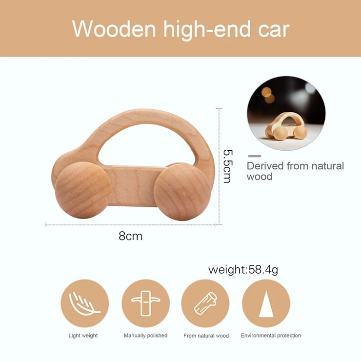 Wood Car Blocks Cartoon Van Educational Montessori Toys