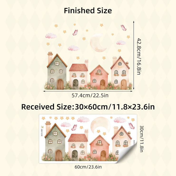 1pcs PVC Removable Cartoon Star House Pattern Wall Stickers