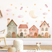 1pcs PVC Removable Cartoon Star House Pattern Wall Stickers