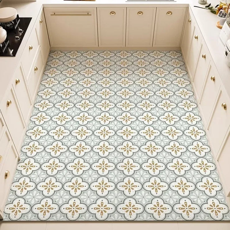 Kitchen Anti-slip Oil-proof Rug Pvc Leather Floor Mat