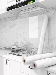 50cm White Glossy Marble Self-adhesive Waterproof Wallpaper