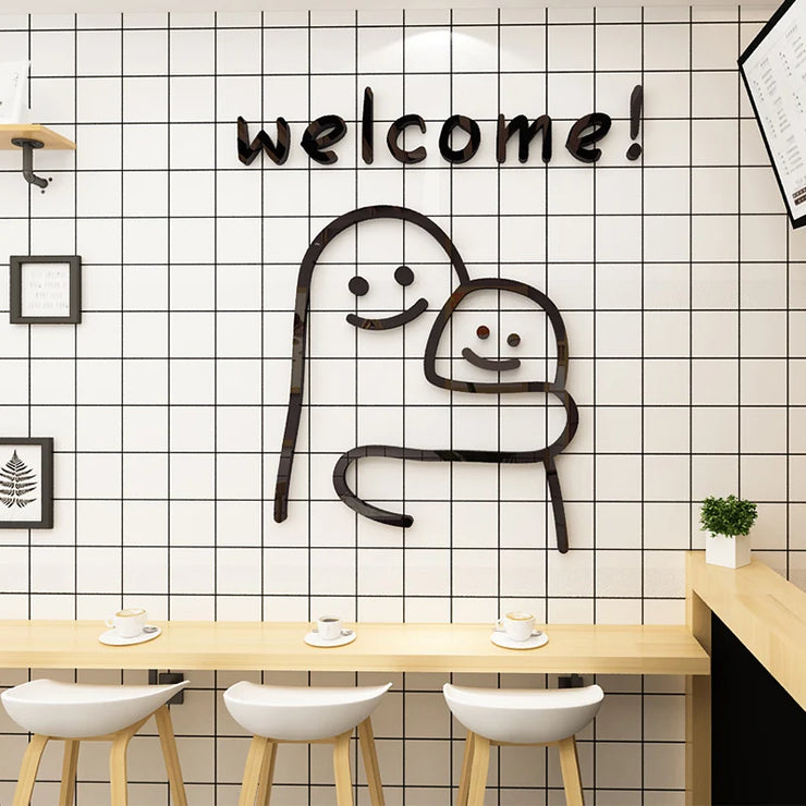 New Cartoon Hug Acrylic 3D Wall stickers