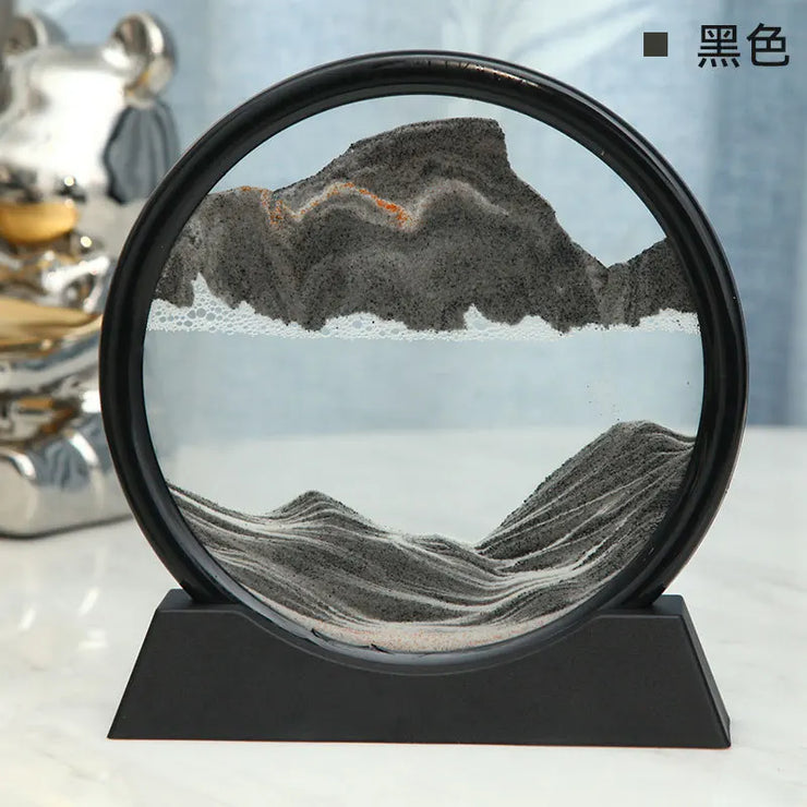 3D Moving Sand Art Picture Round Glass Deep Sea Sandscape