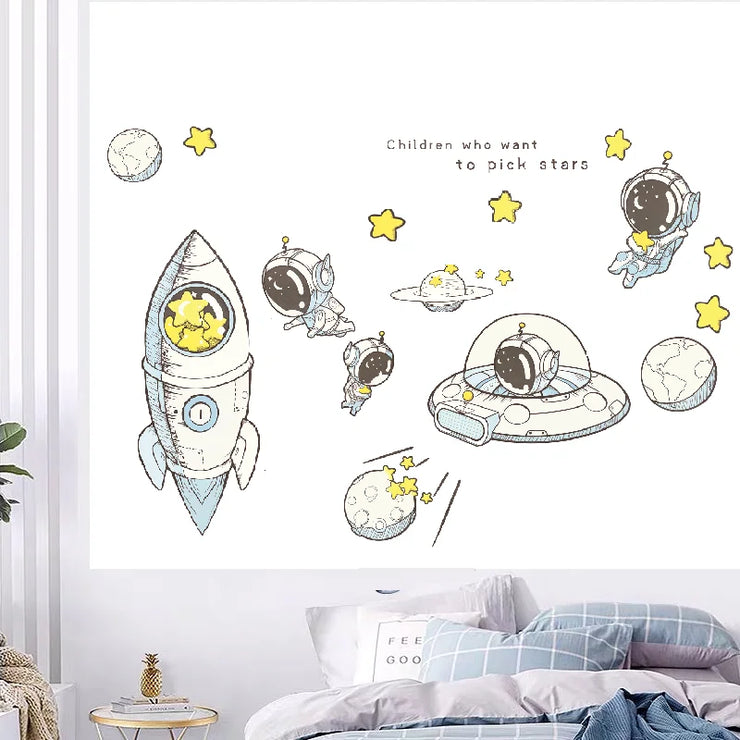 3D Creative Planetary Astronauts Wall Sticker