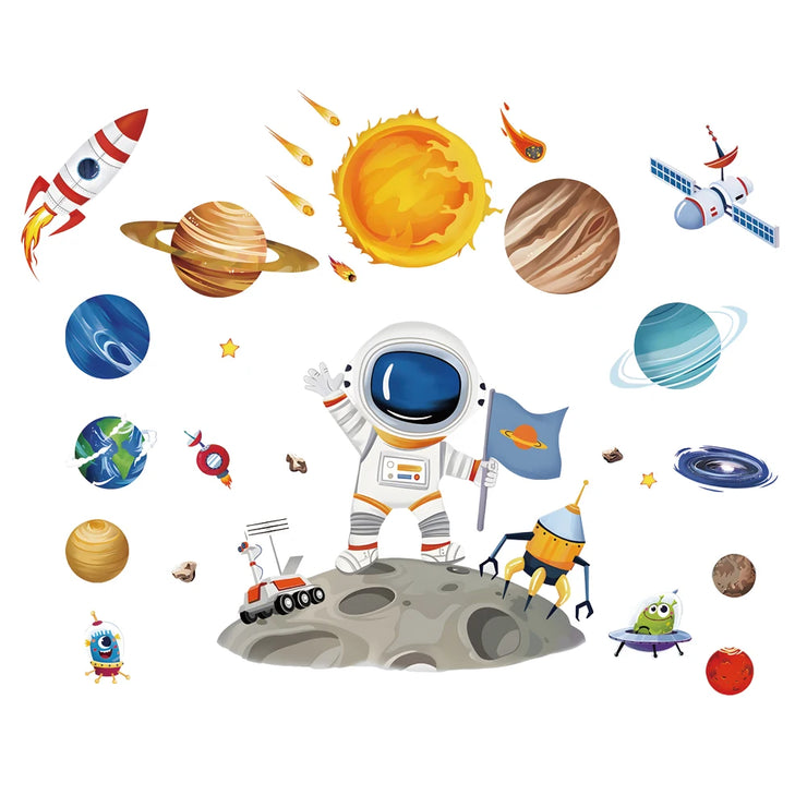 3D Creative Planetary Astronauts Wall Sticker