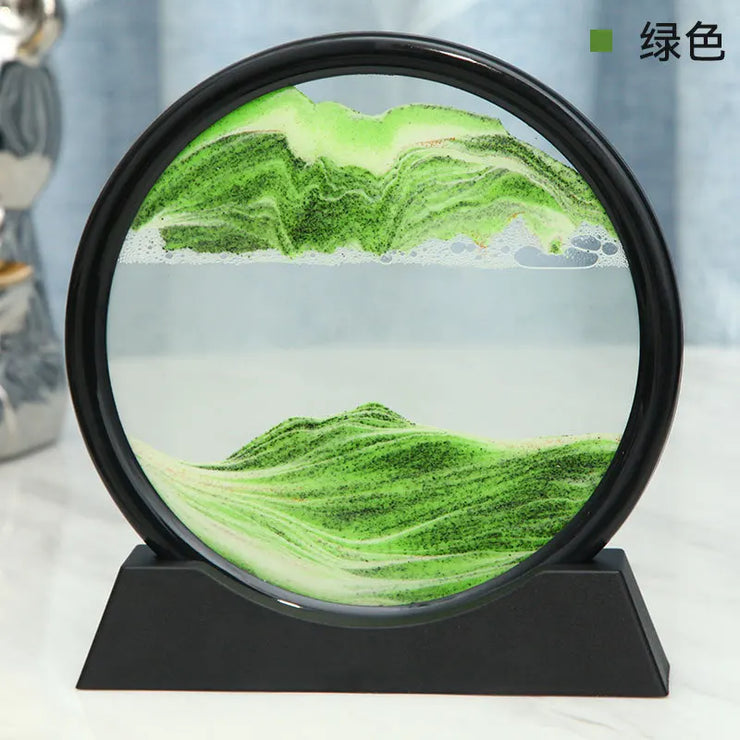 3D Moving Sand Art Picture Round Glass Deep Sea Sandscape