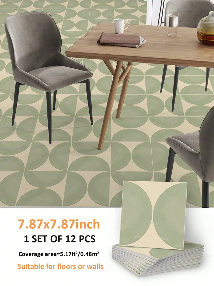 12PCS Scandinavian Geometric Pattern Floor Stickers