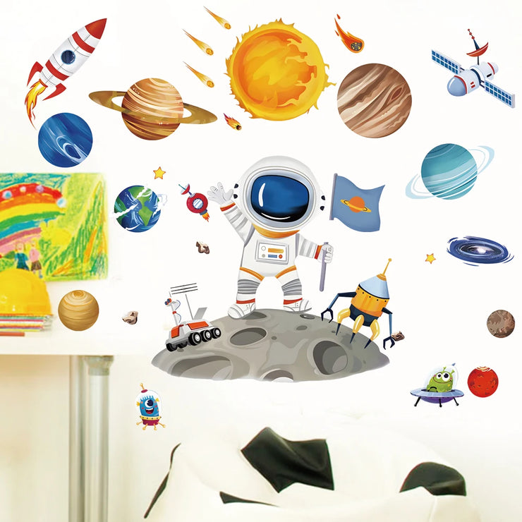 3D Creative Planetary Astronauts Wall Sticker