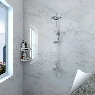 50cm White Glossy Marble Self-adhesive Waterproof Wallpaper