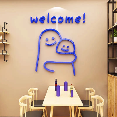 New Cartoon Hug Acrylic 3D Wall stickers