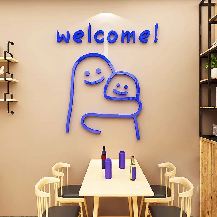 New Cartoon Hug Acrylic 3D Wall stickers