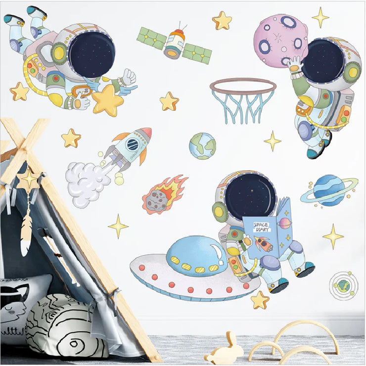 3D Creative Planetary Astronauts Wall Sticker