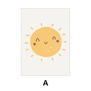 New Modern Cute Sun Rainbow Cloud Canvas Poster