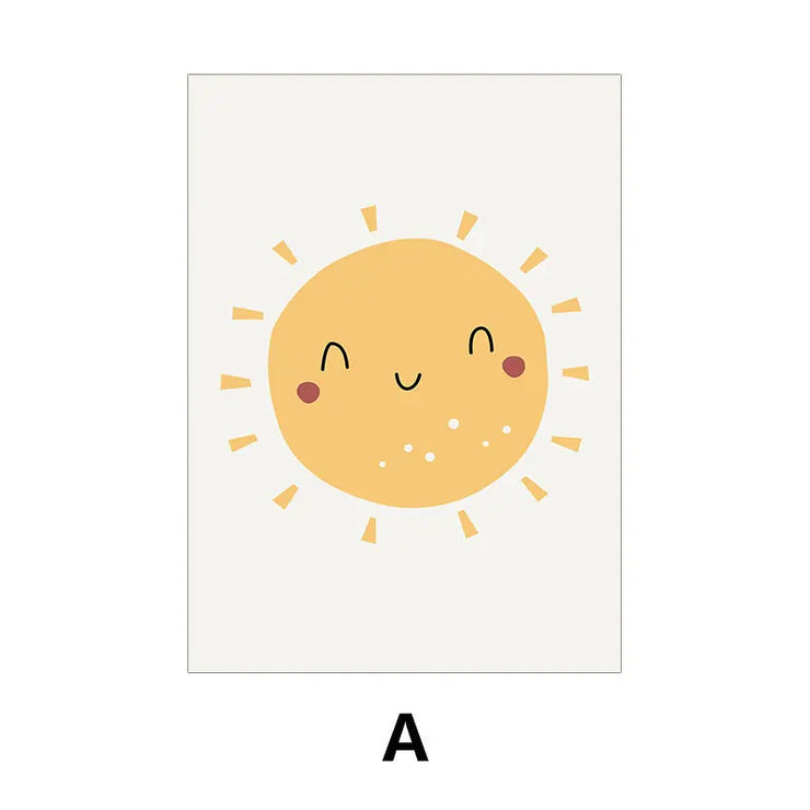 New Modern Cute Sun Rainbow Cloud Canvas Poster