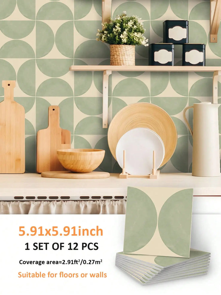 12PCS Scandinavian Geometric Pattern Floor Stickers