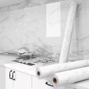 50cm White Glossy Marble Self-adhesive Waterproof Wallpaper