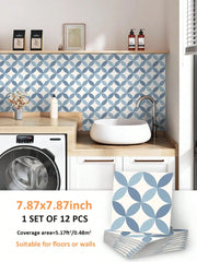 12PCS Scandinavian Geometric Pattern Floor Stickers