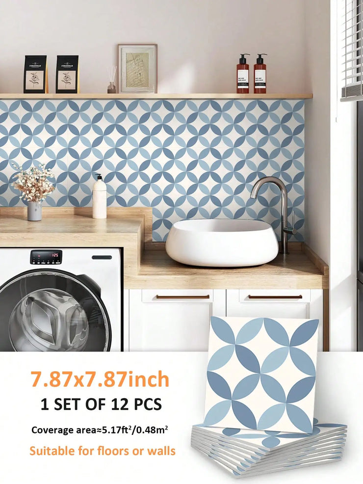 12PCS Scandinavian Geometric Pattern Floor Stickers