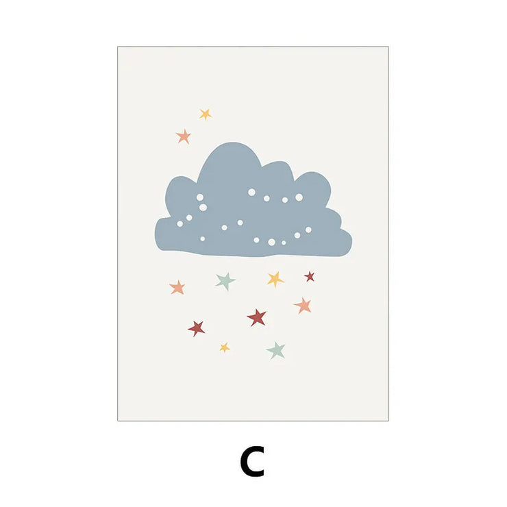 New Modern Cute Sun Rainbow Cloud Canvas Poster