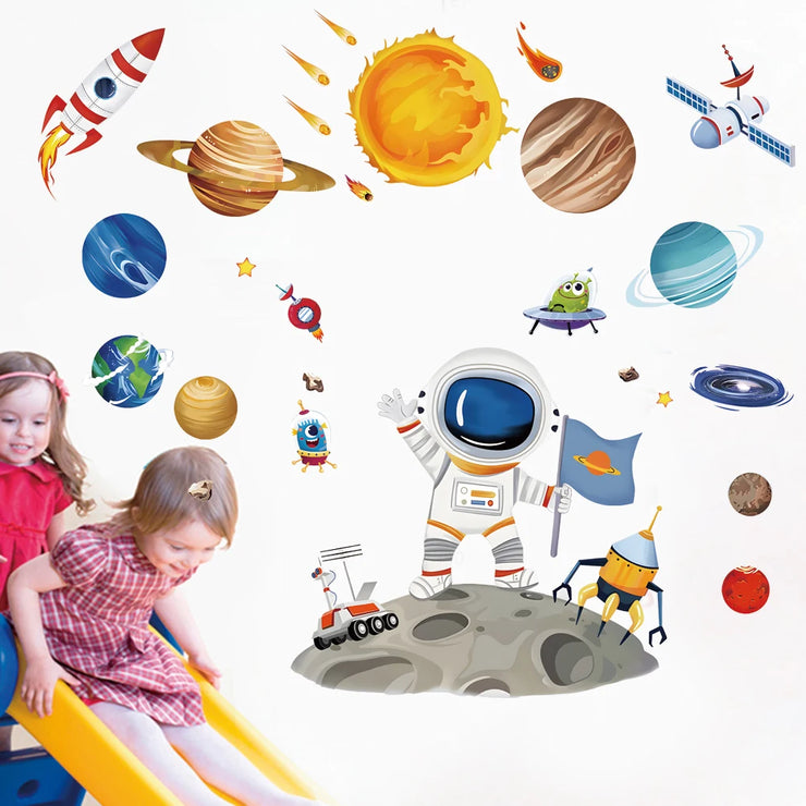 3D Creative Planetary Astronauts Wall Sticker