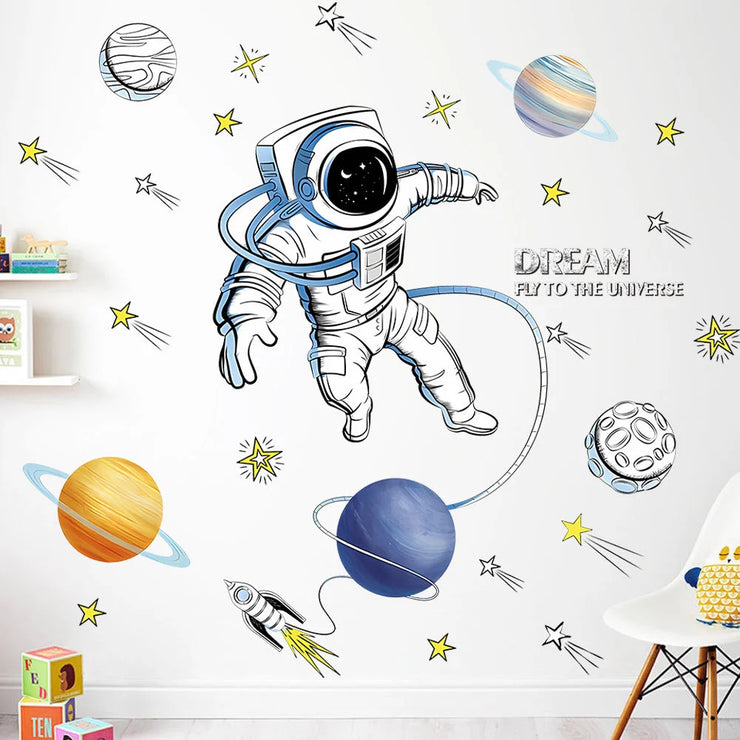3D Creative Planetary Astronauts Wall Sticker