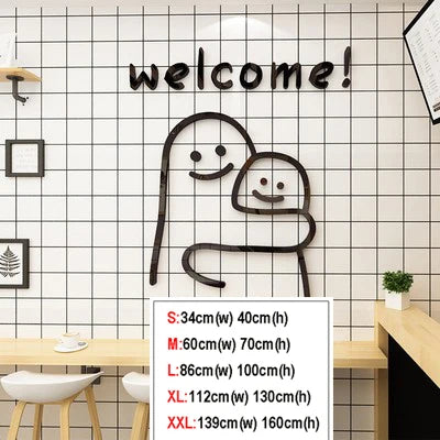 New Cartoon Hug Acrylic 3D Wall stickers