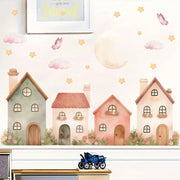 1pcs PVC Removable Cartoon Star House Pattern Wall Stickers