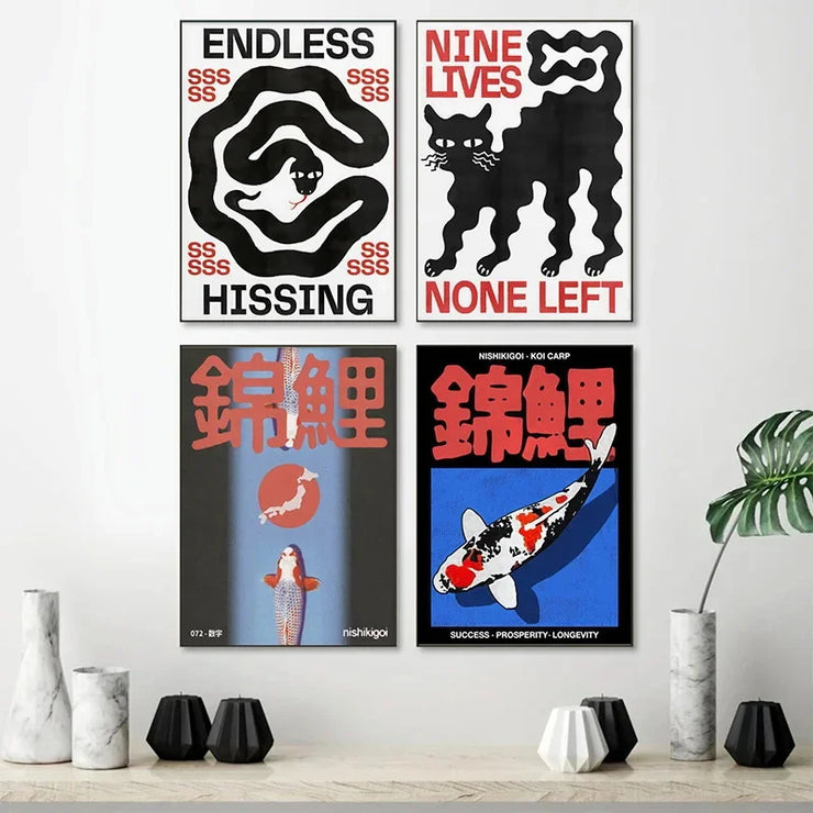 Japanese Vintage Abstract Open Your Mind Print Posters
