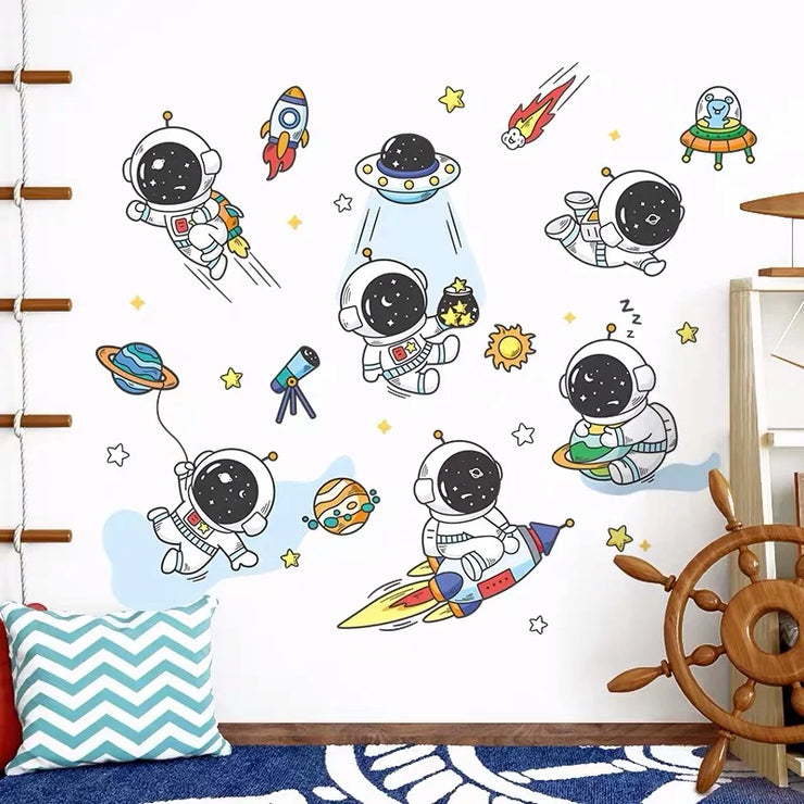 3D Creative Planetary Astronauts Wall Sticker