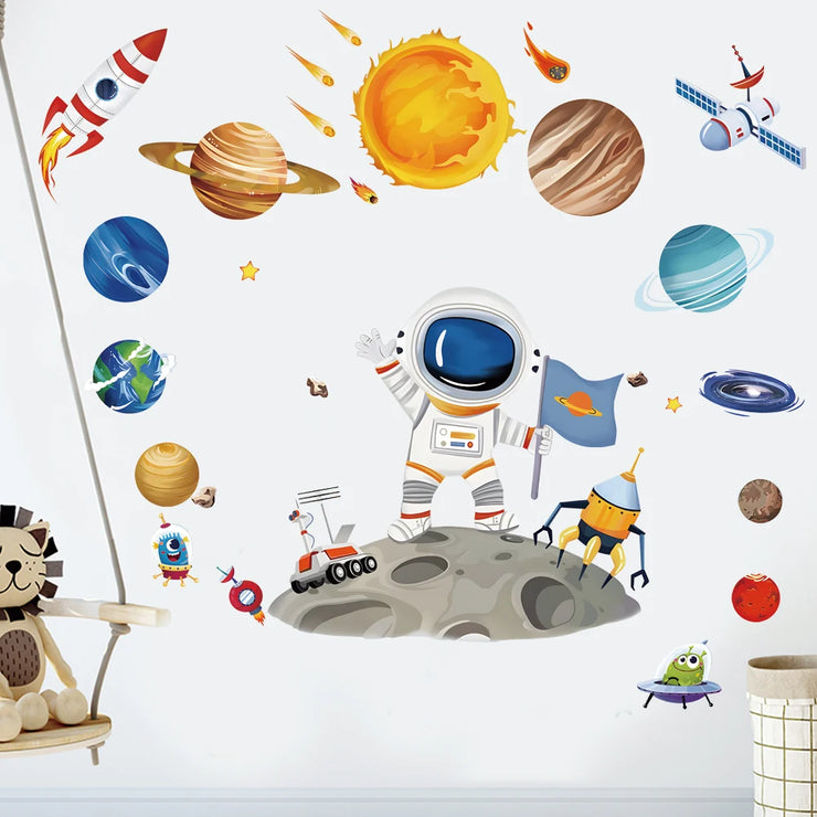 3D Creative Planetary Astronauts Wall Sticker