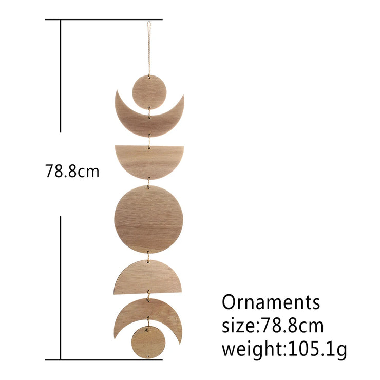 New Wooden Hanging Moon Phase Garland Wall Decor