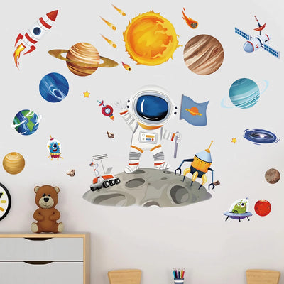 3D Creative Planetary Astronauts Wall Sticker