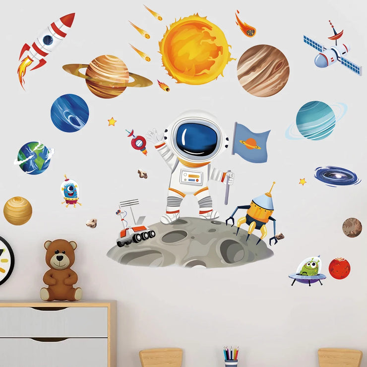 3D Creative Planetary Astronauts Wall Sticker