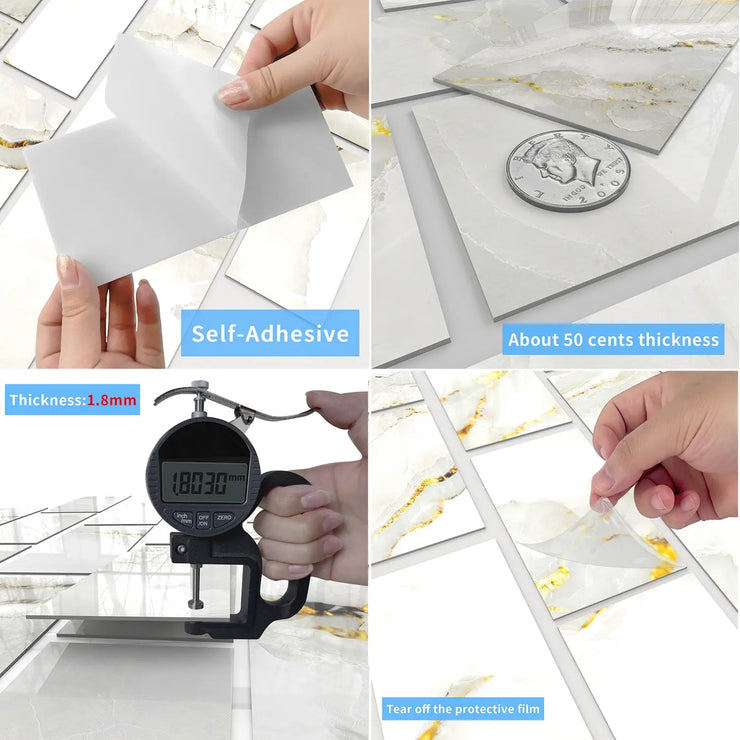 16/32/64PCS Marble Thicker Self-Adhesive Tile Stickers