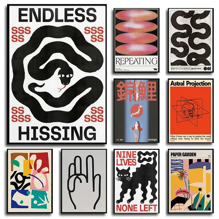 Japanese Vintage Abstract Open Your Mind Print Posters