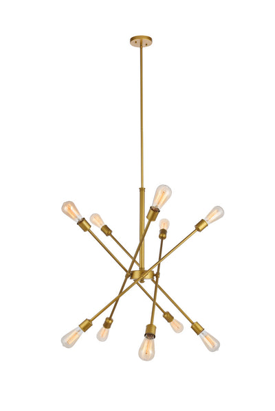 Axel Brass Pendant, Elegant Axel 10-Light Brass Pendant