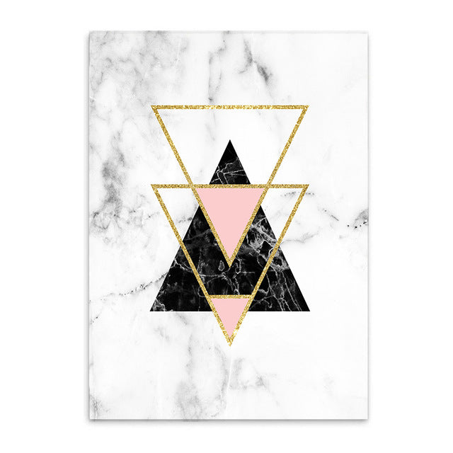 Geometrical Prints on Marble Pattern Canvas Art