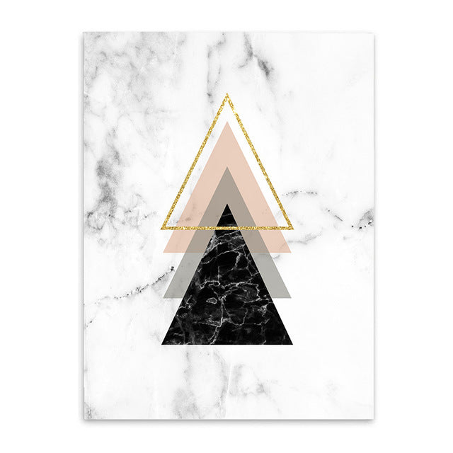 Geometrical Prints on Marble Pattern Canvas Art