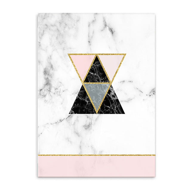 Geometrical Prints on Marble Pattern Canvas Art