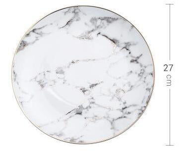 Gilded Marble Dinner Plates