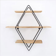 Nordic living room bedroom Metal Wall Shelf racks wrought iron wall hanging wooden wall storage rack creative wall partition